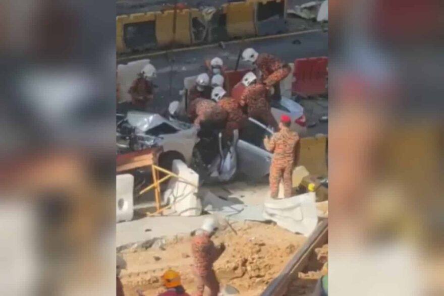 Cemas!!! Video Bomba selamatkan pemandu Bezza dalam kejadian runtuhan tiang rusuk lebuheaya SUKE