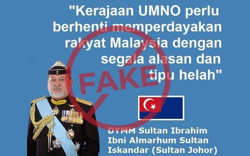 Sultan Johor sahkan poster tular di media sosial palsu