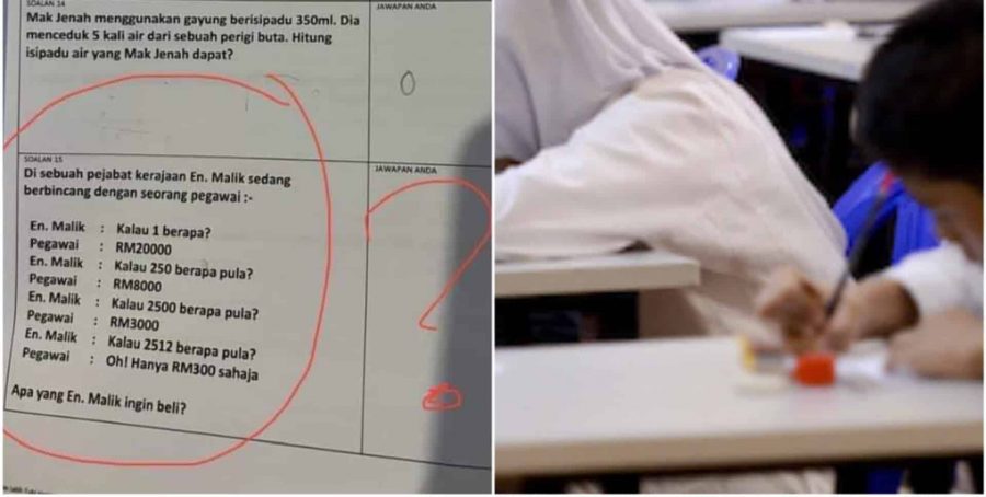Netizen terkejut tengok kertas peperiksaan murid sekolah rendah, soalan tak masuk akal