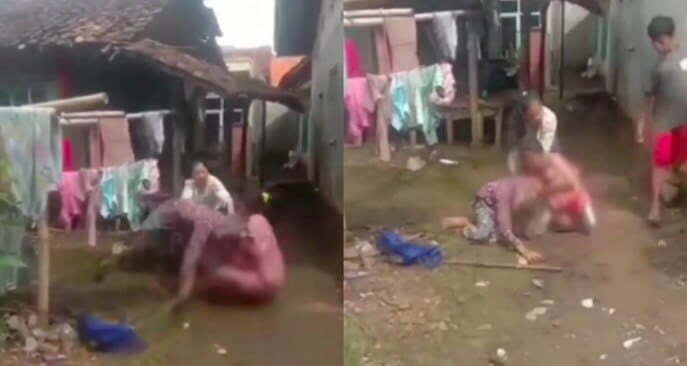 [VIDEO] Berang dilabel isteri pemalas, wanita ‘smackdown’ nenek hingga tersungkur ke tanah