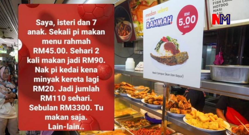 Lelaki 7 anak teruk dikecam netizen gara-gara komplen sebulan belanja RM3,000 makan Menu Rahmah