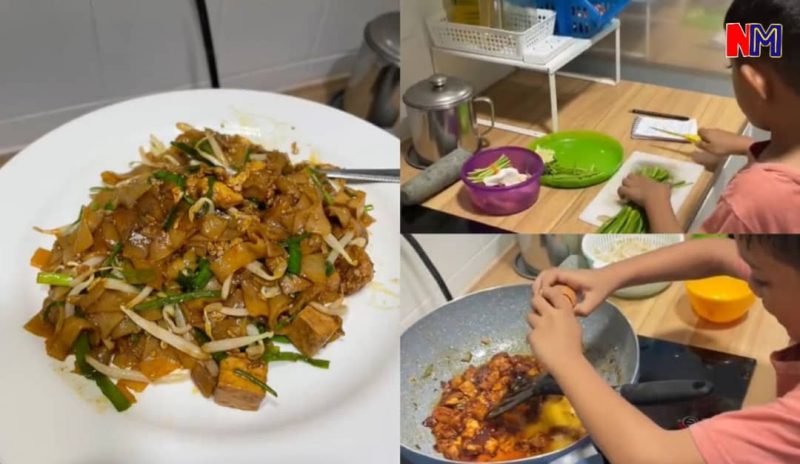 Budak umur 6 tahun tunjuk aksi masak kuetiau, netizen rasa tercabar