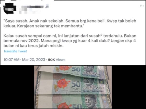 Kecoh nak juga keluar duit KWSP untuk beli barang sekolah anak, sekali netizen balas mana hilang duit bantuan RM150