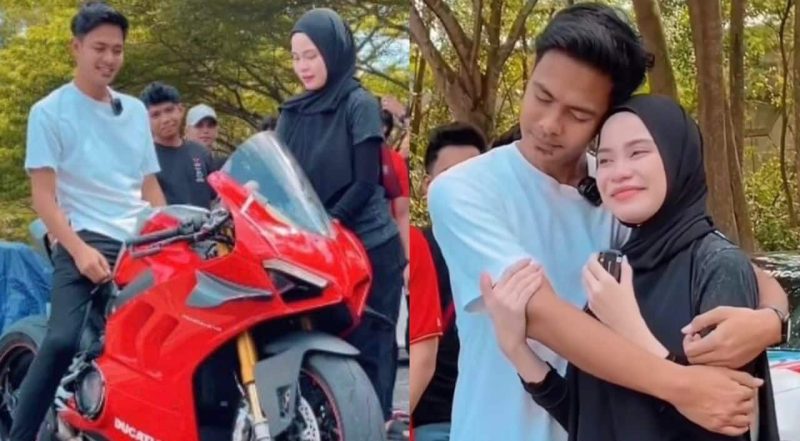 Hasil live di TikTok selama sejam, isteri Alieff Irfan belikan superbike Ducati bernilai RM150,000
