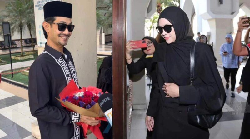 Farid Kamil tiba di mahkamah membawa sejambak bunga untuk Diana Danielle