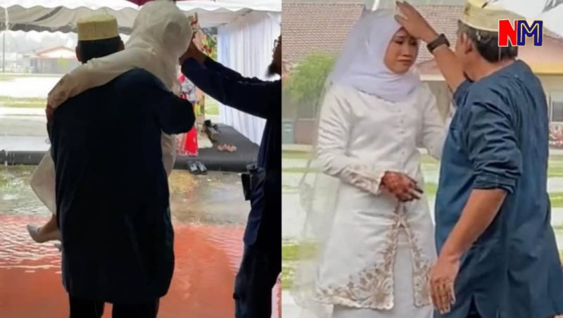 Tular video bapa dukung anak perempuan redah hujan sebelum akad nikah