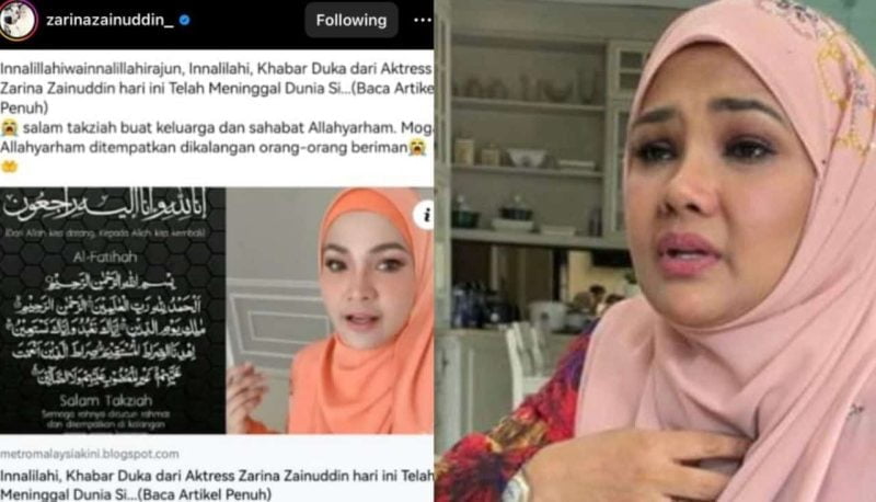 Terkejut Berita Palsu Dakwa Sudah Meninggal Zarina Zainuddin Minta