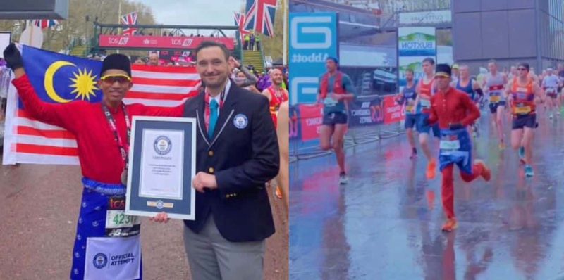 Berlari dengan baju Melayu Bulan Bintang, pelari Malaysia cipta Guinness Book Of Record