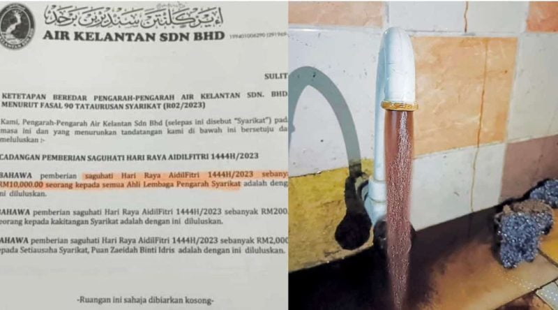 Netizen persoal syarikat Air Kelantan beri duit saguhati RM10K kepada Ahli Lembaga Pengarah sempena raya