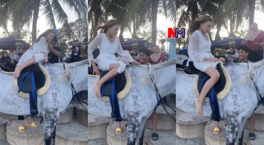 Selepas kutuk artis 14 tahun tayang jubo, Puteri Balqis dikecam naik kuda pakai ‘dress’ pendek terselak sampai atas