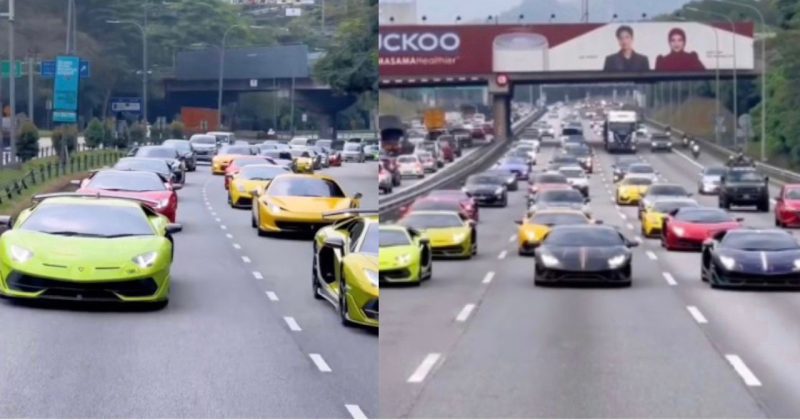 Geng kereta mewah penuhi semua lorong lebuhraya, netizen kata buat semak atas jalan