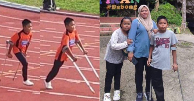 Kanak-kanak lari kaki kudung bakal atlet para Malaysia, ibu menangis tengok anak lari habis sampai garisan penamat