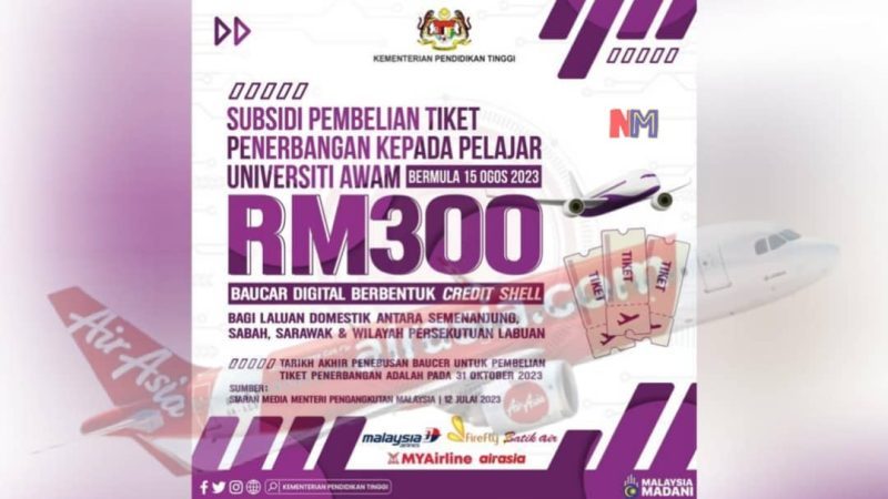 Lagi inisiatif Kerajaan Madani untuk belia: Pelajar universiti awam terima baucar RM300 bagi pembelian tiket penerbangan