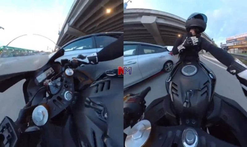 Tular video motosikal nyaris berlanggar dengan kereta, netizen yang tengok pulak jadi seram sejuk