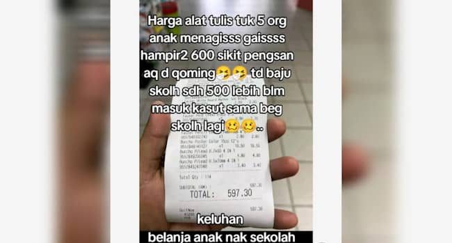 Wanita mengeluh beli alat tulis lima anak habis sampai RM600, sekali netizen ‘basuh’ – “Pegi beli jenama mahal kenapa”