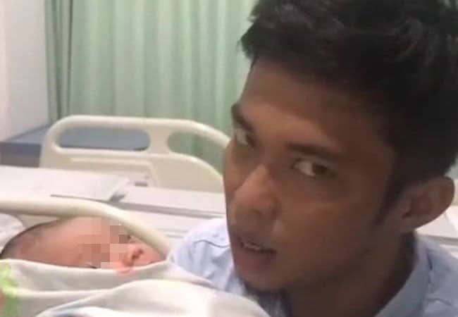 Gugup punya pasal, bapa takbir raya di telinga anak baru lahir buat netizen geli hati